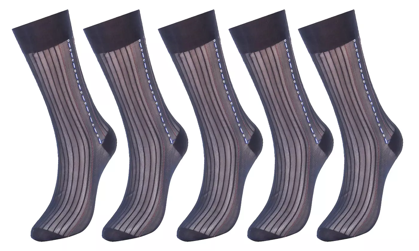 Mens Nylon Ultra Thin Dress Socks Silk Sheer Business Work Trouser Sock Mid Calf