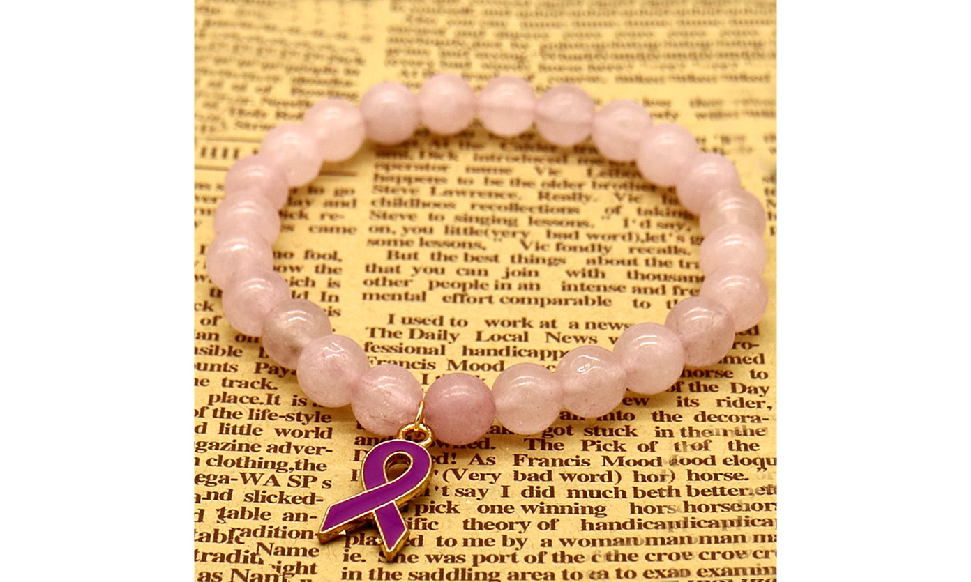 Breast Cancer Awareness Pink Quartz Adjustable Bracelet