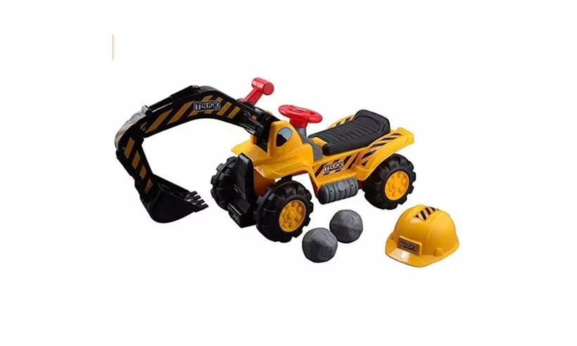 Kid's Bulldozer Toy Car with Two Plastic Simulation Stones and A Hat - Primary Image