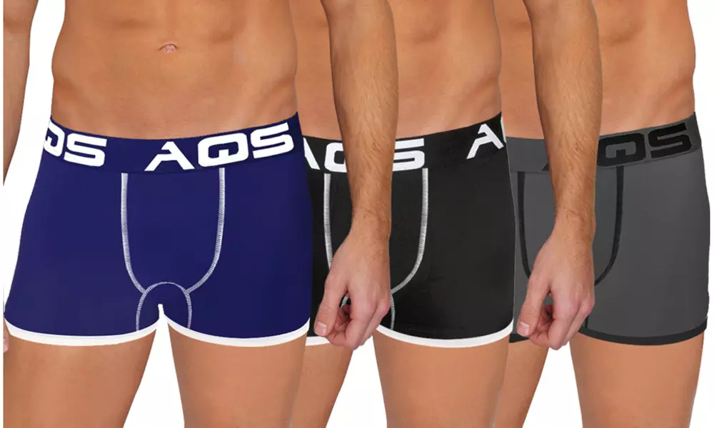 3 Pack AQS Men's Fitted Boxer Briefs