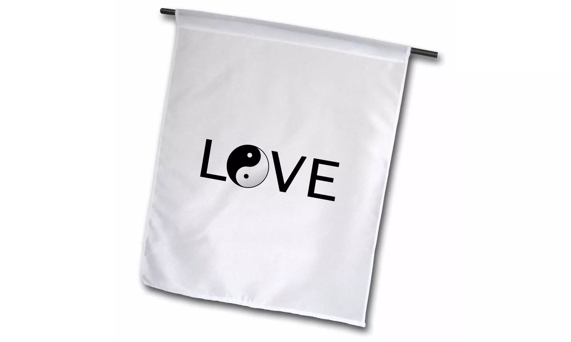  Garden Flag Love text with black and white Chinese yin yang peace symbol word  - Primary Image