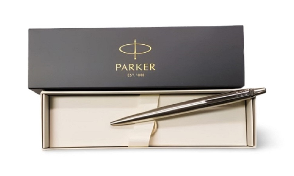 Parker Jotter Stainless Steel Chrome Trim Ballpoint Pen Black Ink With Gift Box