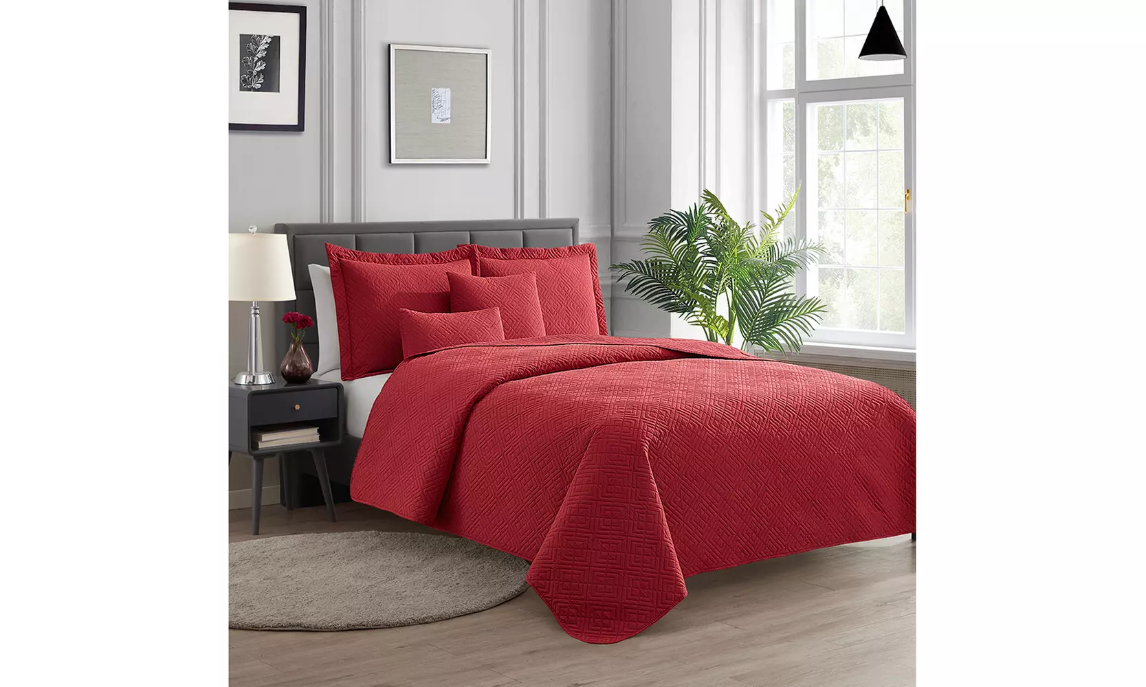 Clara Clark Bedspread Quilt Set - Embossed Pinsonic Lightweight Coverlet Set