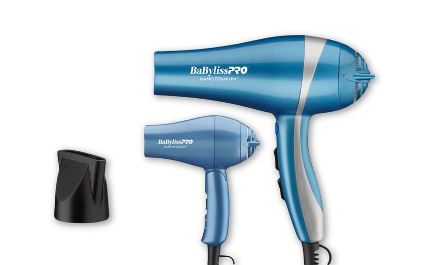 Image 1: BaBylissPRO Nano Titanium Lightweight Ionic Dryer & Folding Travel Dryer