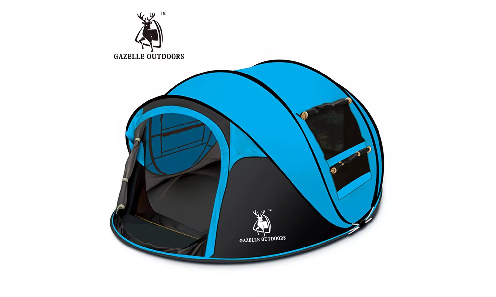 Gazelle Outdoors Large Camping Instant Pop Up Tent Double doors - Primary Image