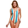 Image 20: Swimsuit Sexy Vertical Stripe Print One-Piece Bikini
