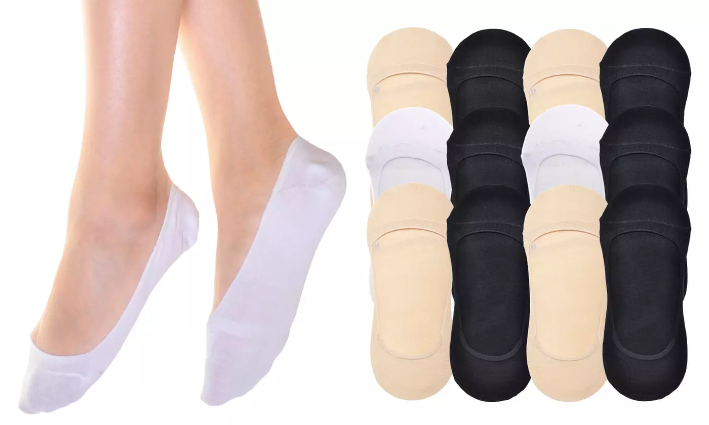 Angelina Women's Liner Socks with Silicone Heel Grip (12-Pair Pack) - Primary Image