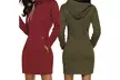 Women Slim Long Hoodie Tunic Sweatshirt Dresses Zipper Pullover with Pocket - Second Medium