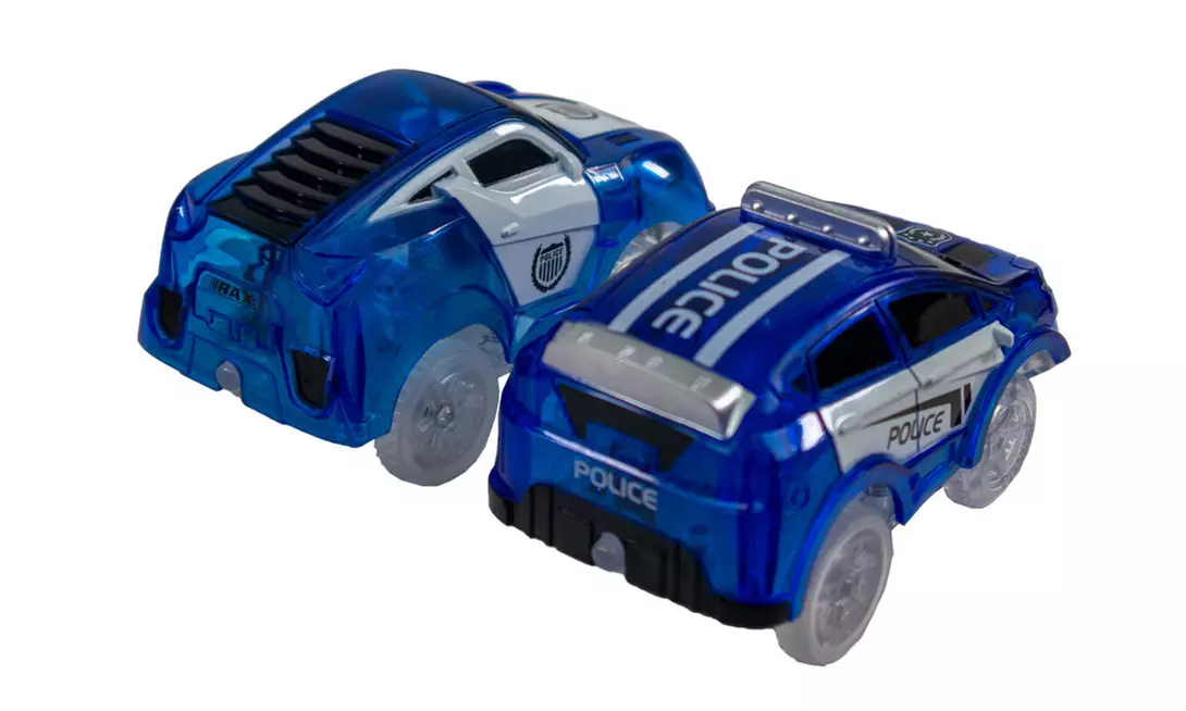 2pc - Magic Twister Glow In the Dark Race Vehicles - Turbo Police Pursuit Cars - Second Medium