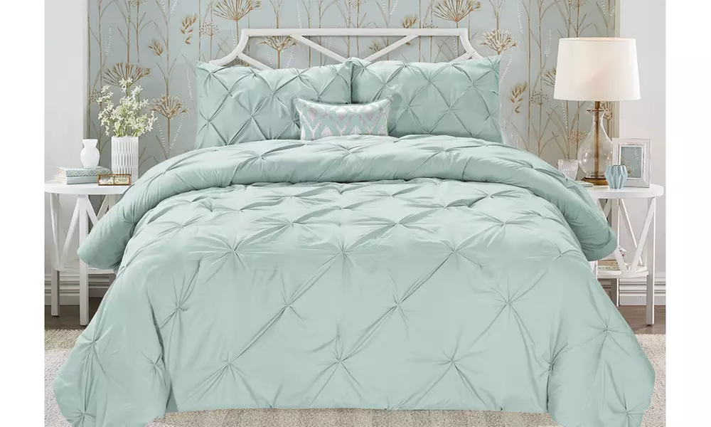 Luxury Home Modern Pinch Pleated Comforter Set (2- or 3-Piece) - Primary Image