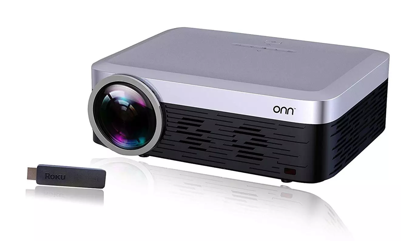 Onn  1080p Portable Projector (includes Roku Stick) Manufacturer Refurbished   - Primary Image