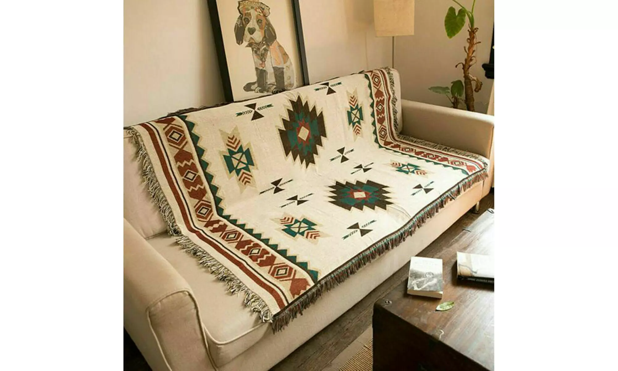 Ethnic Geometric Aztec Navajo Blanket Throw Rugs Sofa Art Decor Bohemian Style - Primary Image