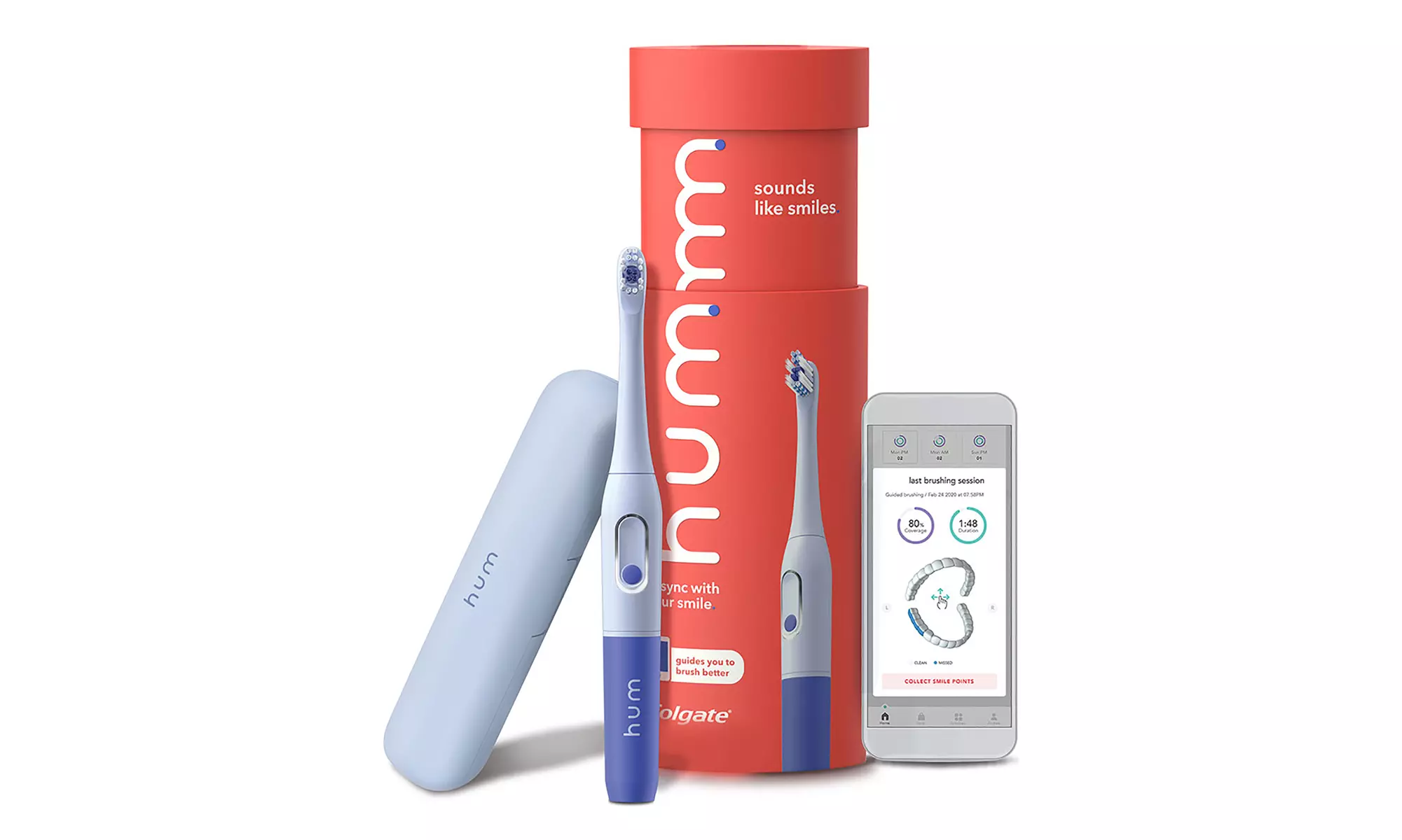 Colgate Hum Smart Battery Power Toothbrush with Sonic Vibrations and Travel Case - Primary Image
