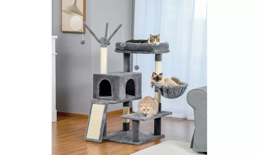 Modern Cat Tree Multi-Level Cat Tower for Large Cats with Spacious Condo - Primary Image