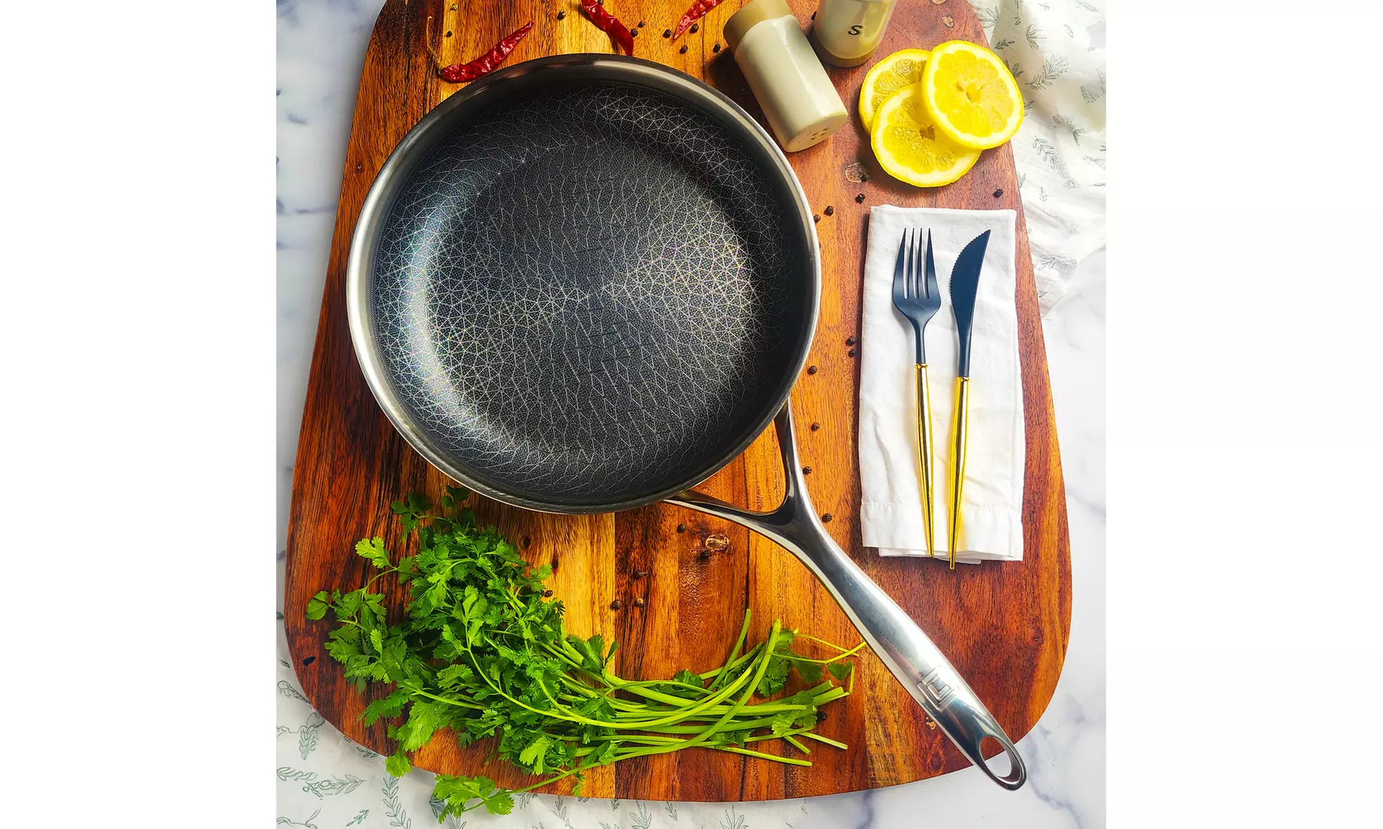 DiamondClad Hybrid Nonstick Stainless Steel 8" and 10" Fry Pan Cookware Set - Second Medium