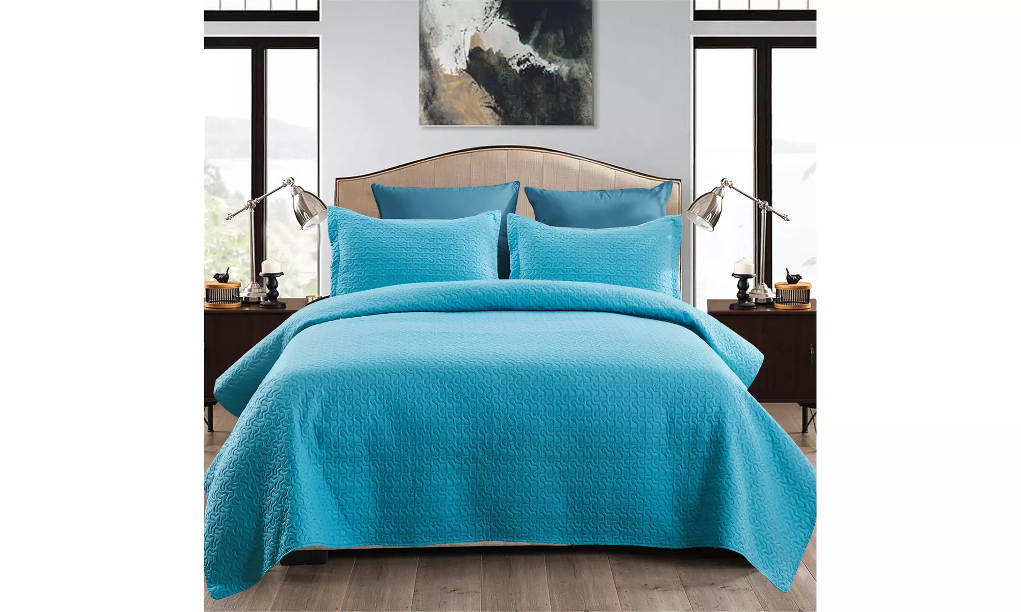 JML 3-Piece Quilt Set Super Soft Home Bedspread with 2 Shams