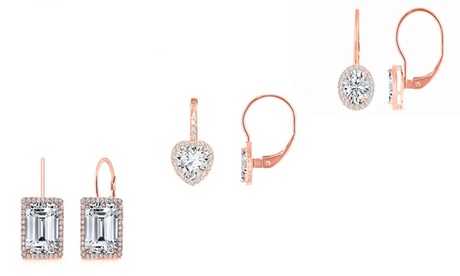 Dazzling Crystal Leverback Earrings by Swarovski (Multiple Cuts & Carats) White Round Swarovski Crystal