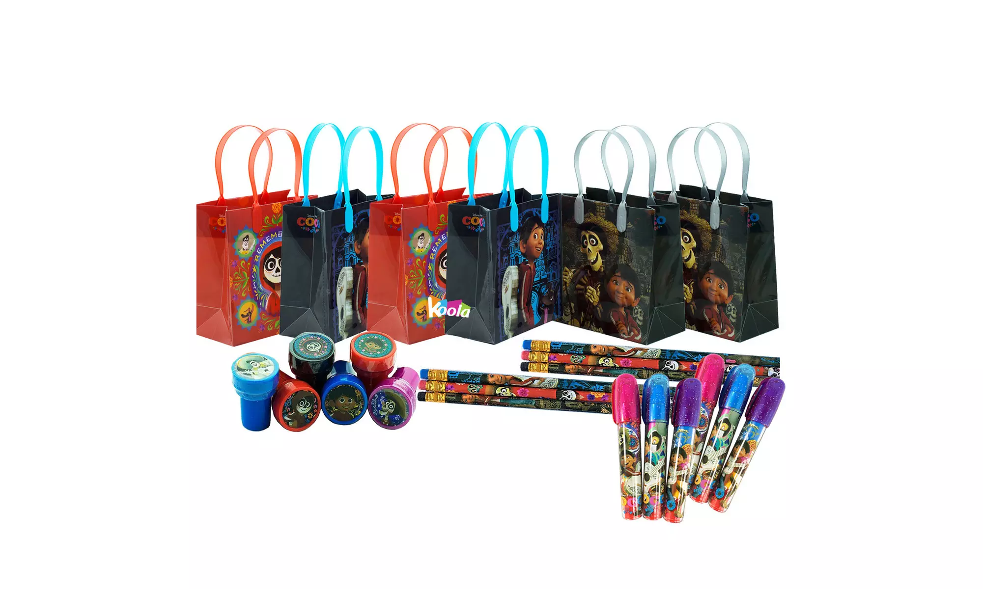 6 sets Coco Disney Pixar Birthday Party Supply Favor Gift Bags Stamper Pencil - Primary Image