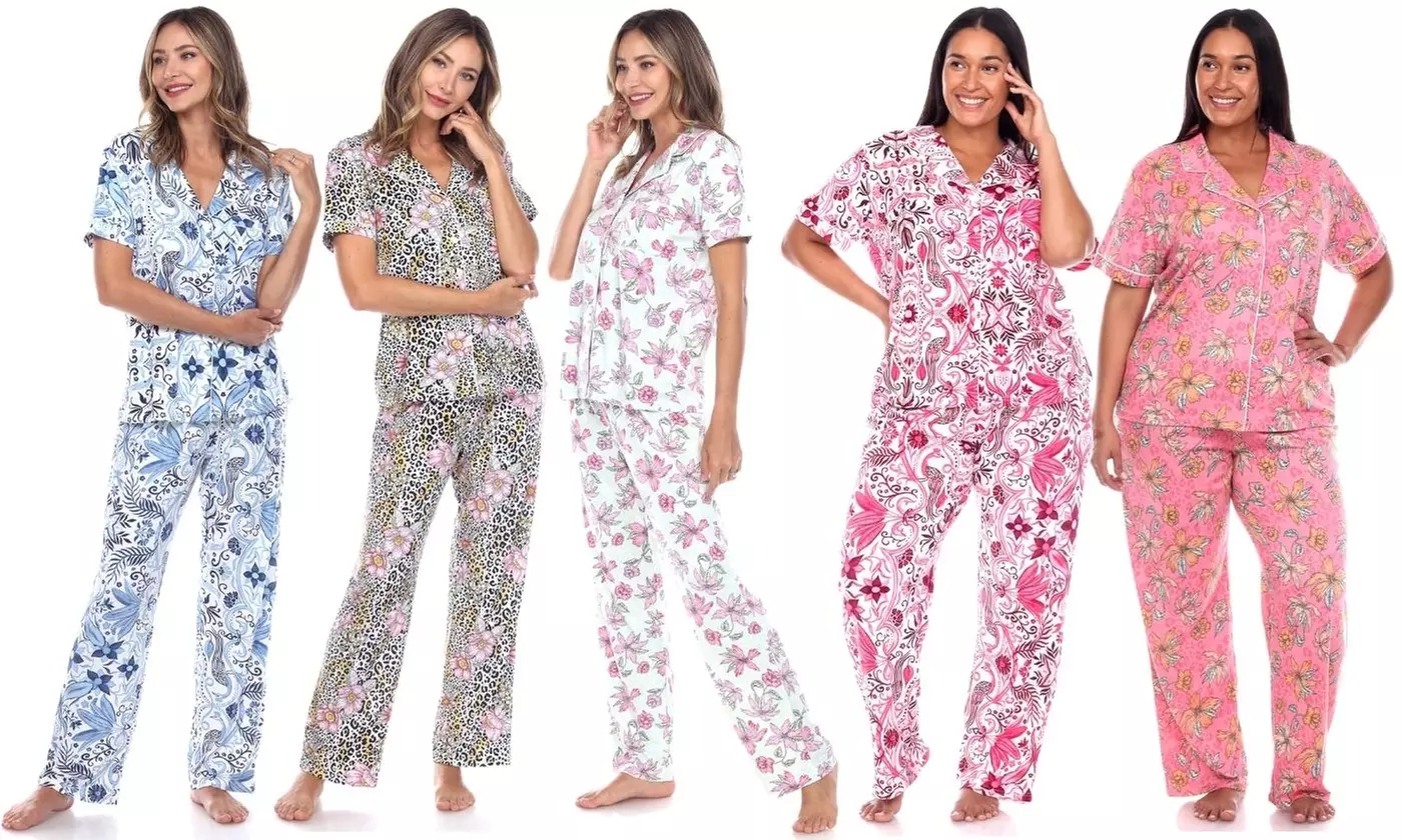 Short Sleeve & Pants Tropical Pajama Set. Plus Size Available - Primary Image