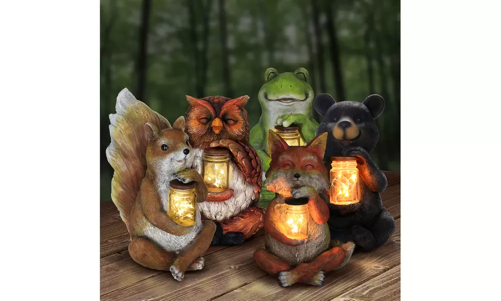 Solar Animal Lamp with Jar of LED Fireflies - Primary Image