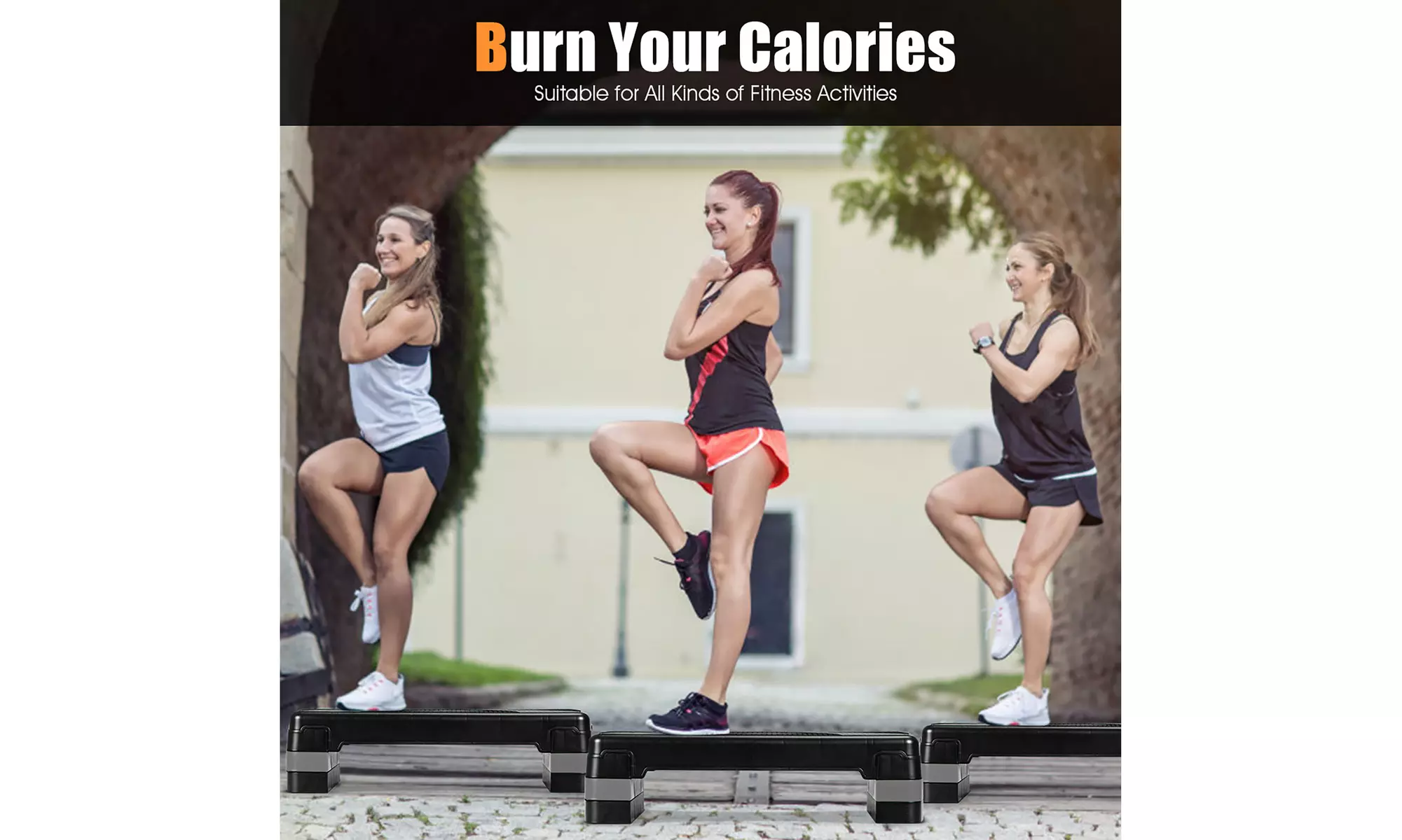 31'' Aerobic Exercise Stepper Cardio Trainer 3 in 1 Adjustable Height 4'' - 6''