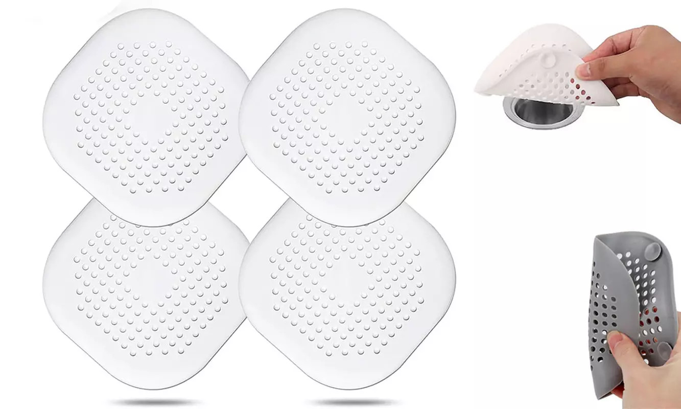 4Pcs Silicone Sink Drain Covers Hair Catchers Stopper with Suction Cup