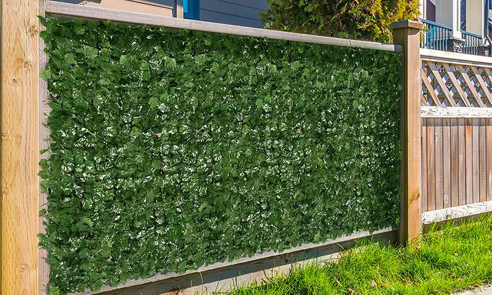 Outdoor Garden Artificial Faux Ivy Hedge Leaf and Vine Privacy Fence Wall Screen - Primary Image
