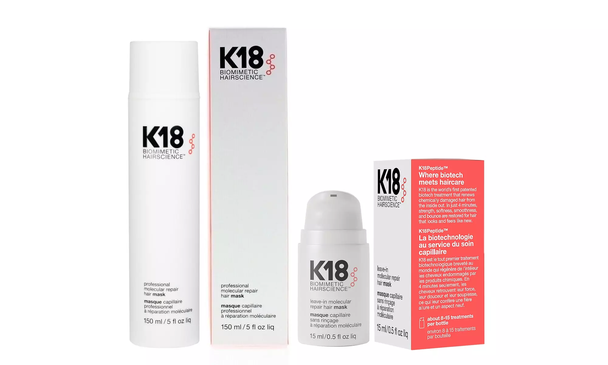 K18 Pro Molecular Repair Hair Mask 5 oz & Leave-In Molecular Repair Mask 0.5 oz - Primary Image