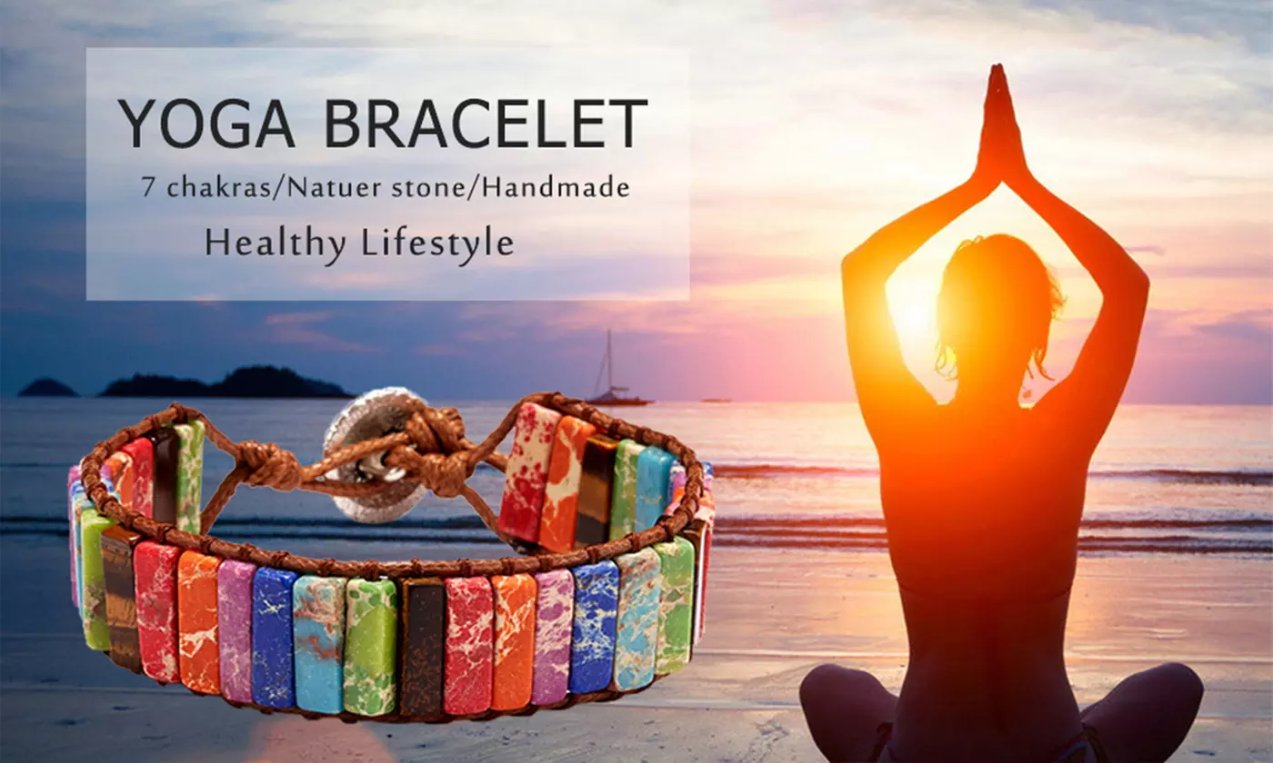 7 Chakra Bracelets with Real Stones Rainbow Wrap Healing Bead Bracelet