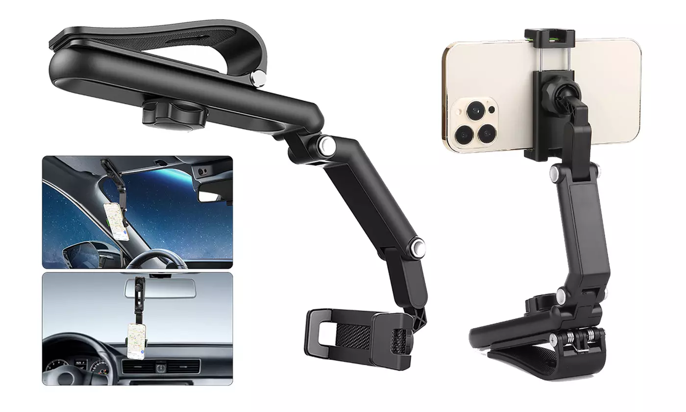 Sun Visor Phone Holder for Car Universal Retractable Rearview Mirror - Primary Image
