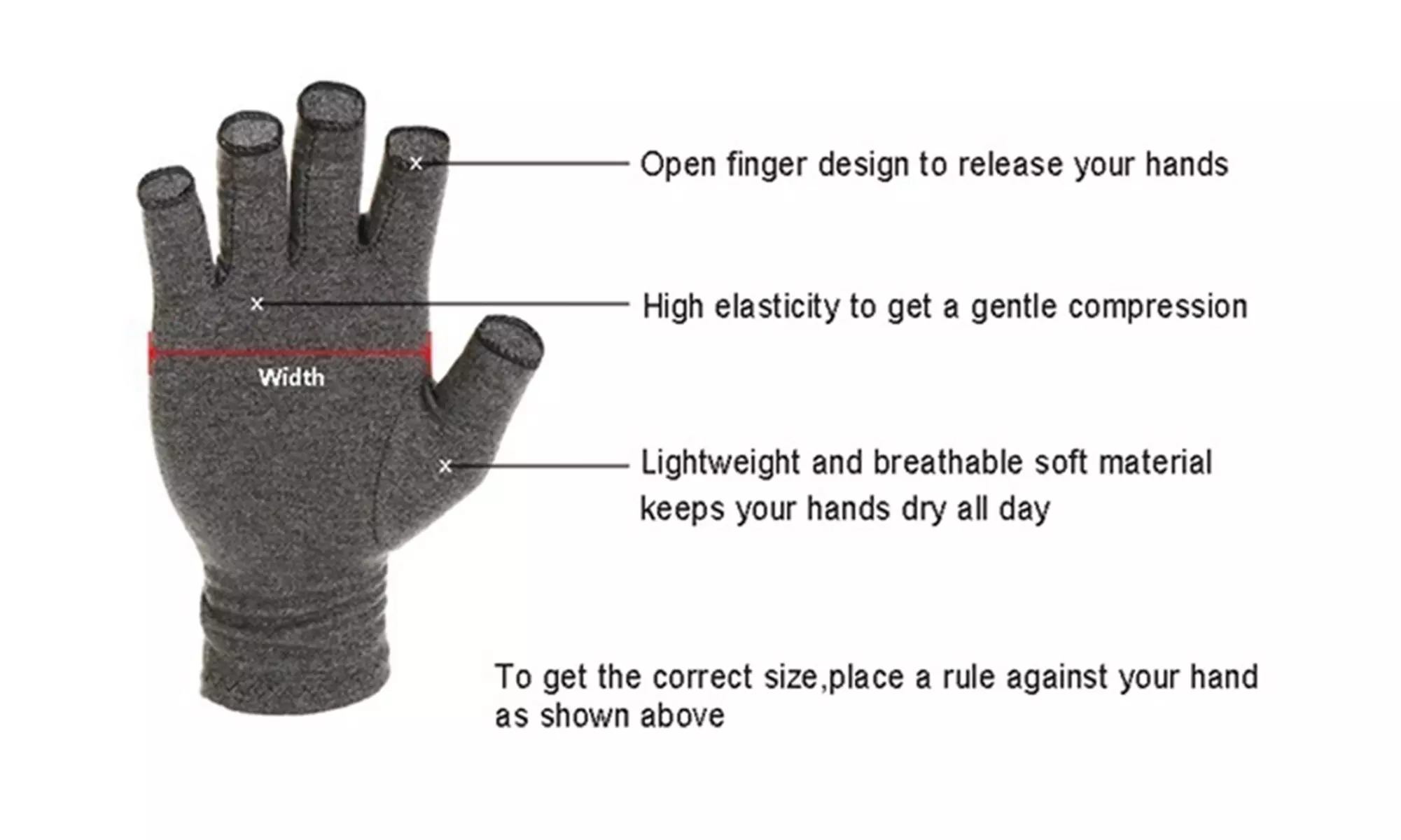 Compression Arthritis Gloves Breathable Fingerless Design for Joint Pain Relief 