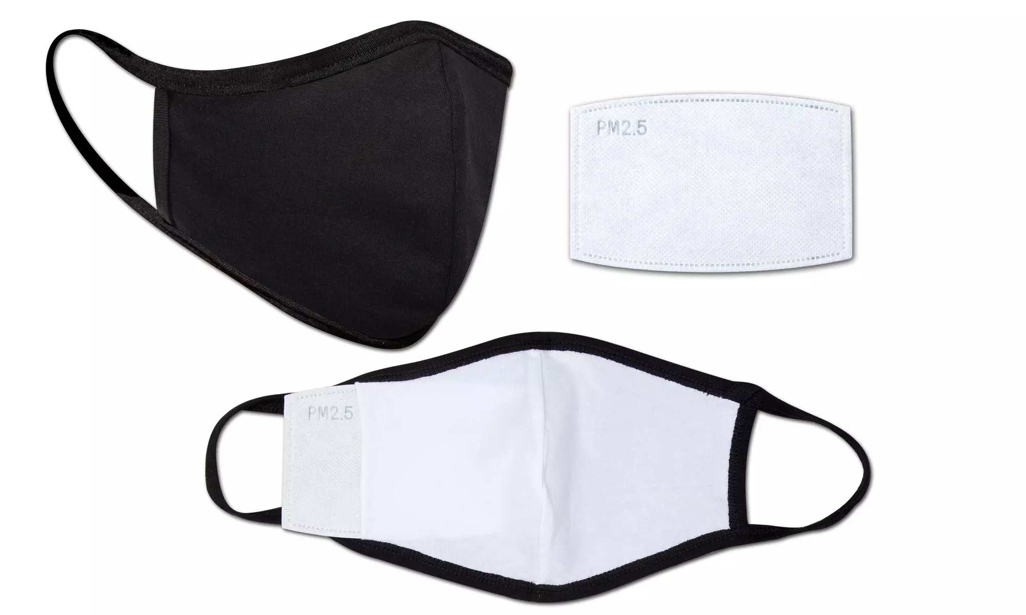 Reusable Face Masks with 2.5 PM Activated Carbon Filters (3-, 4-, 5-, or 6-Pack) - Primary Image