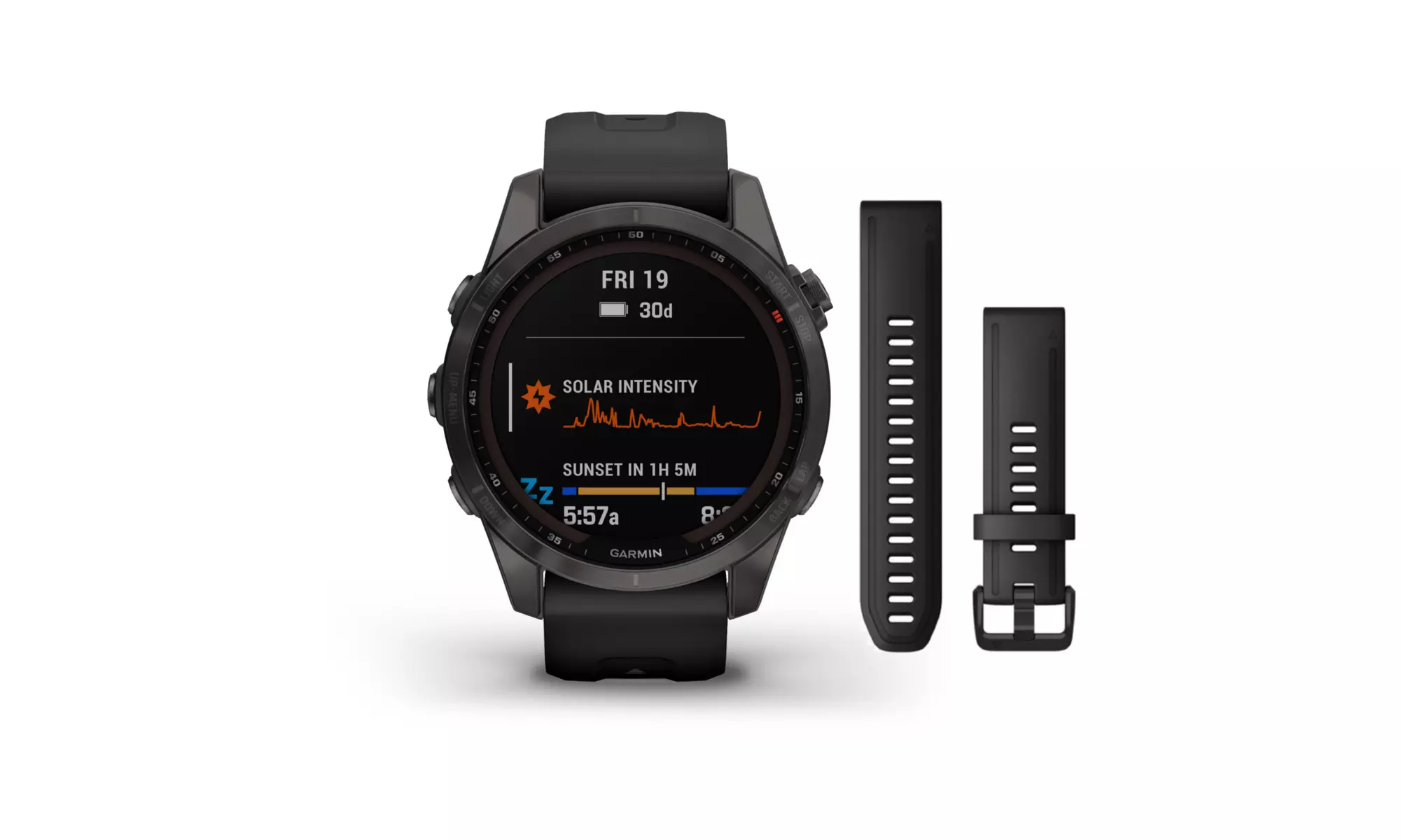 Garmin Fenix 7S Sapphire Solar SmartWatch (Carbon Gray DLC) Bundle - Primary Image