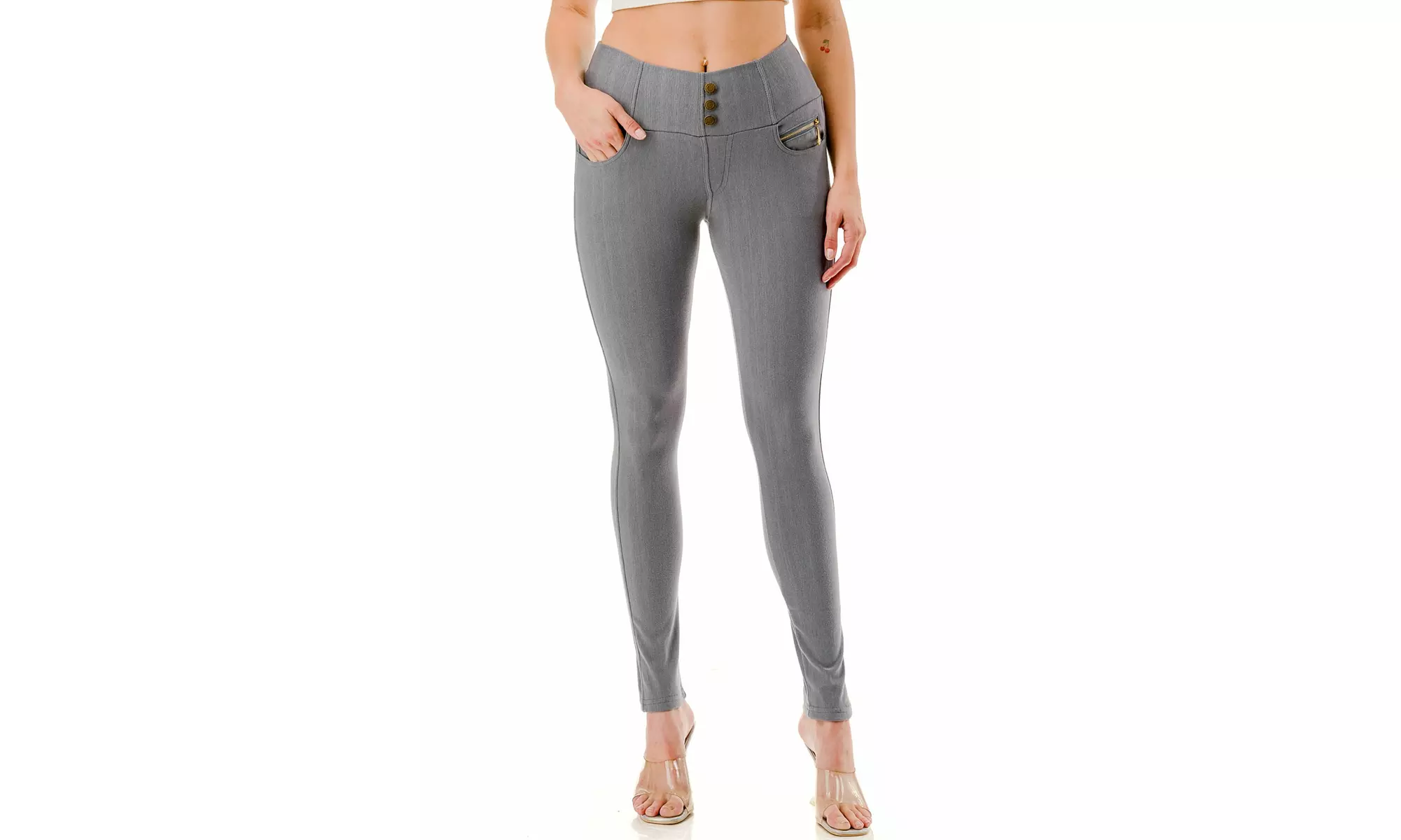 Women's High-Waist Fleece-Lined Skinny Pants Stretch Knit Denim Jeggings S-3XL