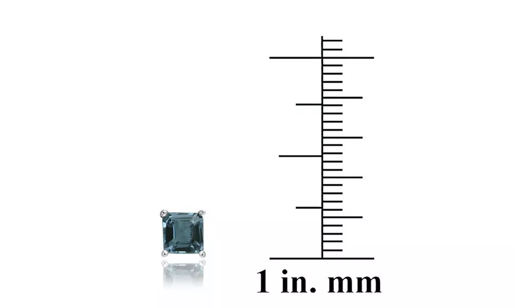 3.65ct London Blue Topaz Square Solitaire Pendant & Stud Earring Set
