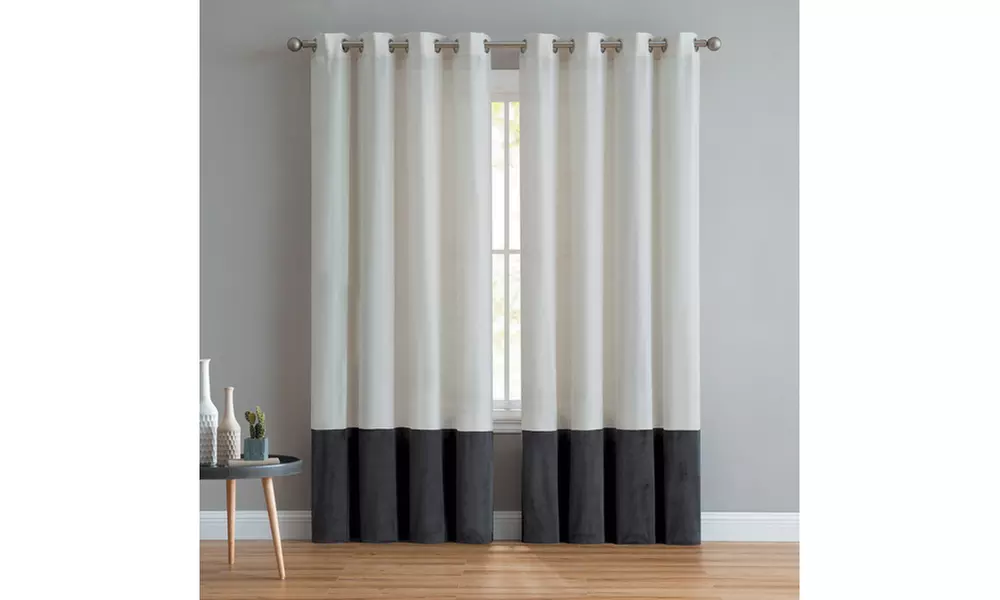 Two-Tone Semi-Opaque Grommet Window Panel. Multiple Options Available. - Primary Image