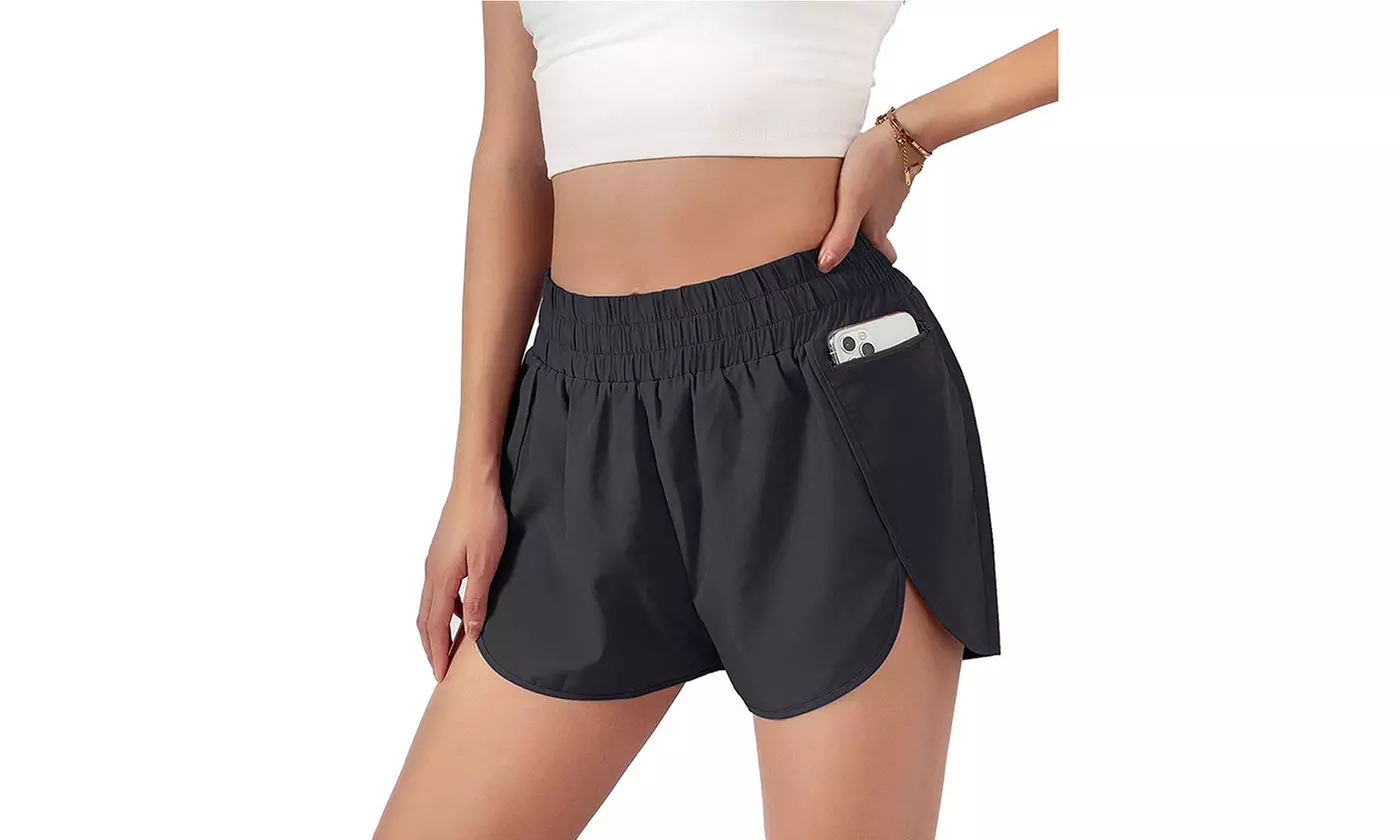 Women's Athletic Shorts High Waisted Running Shorts Pocket Sporty Shorts (M-2XL)
