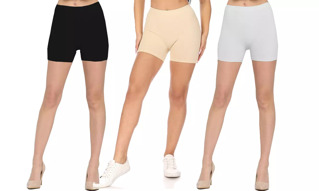 MOA Collection Women's Ribbed Mini Biker Shorts