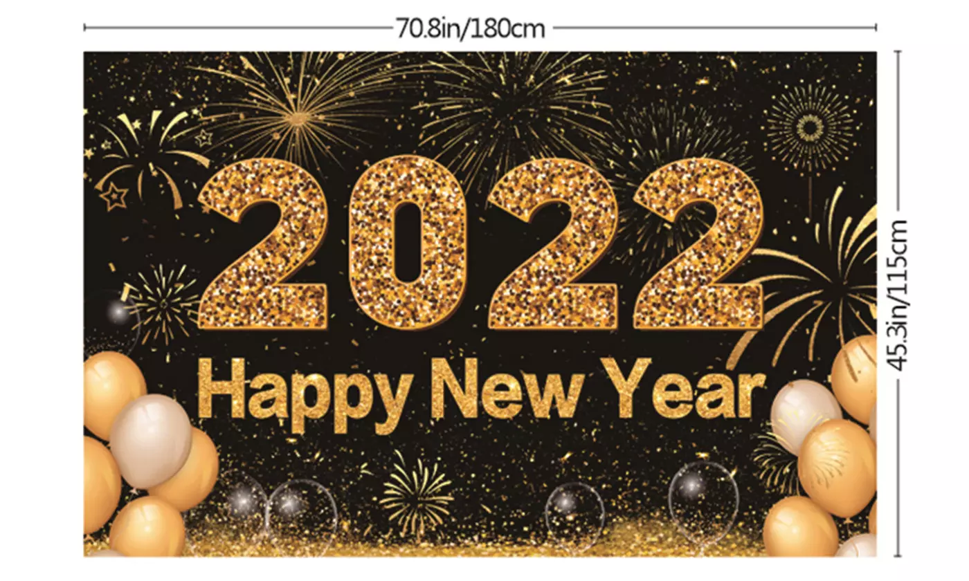2022 New Year Banner Happy New Year Backdrop New Years Eve Party Supplies - Second Medium