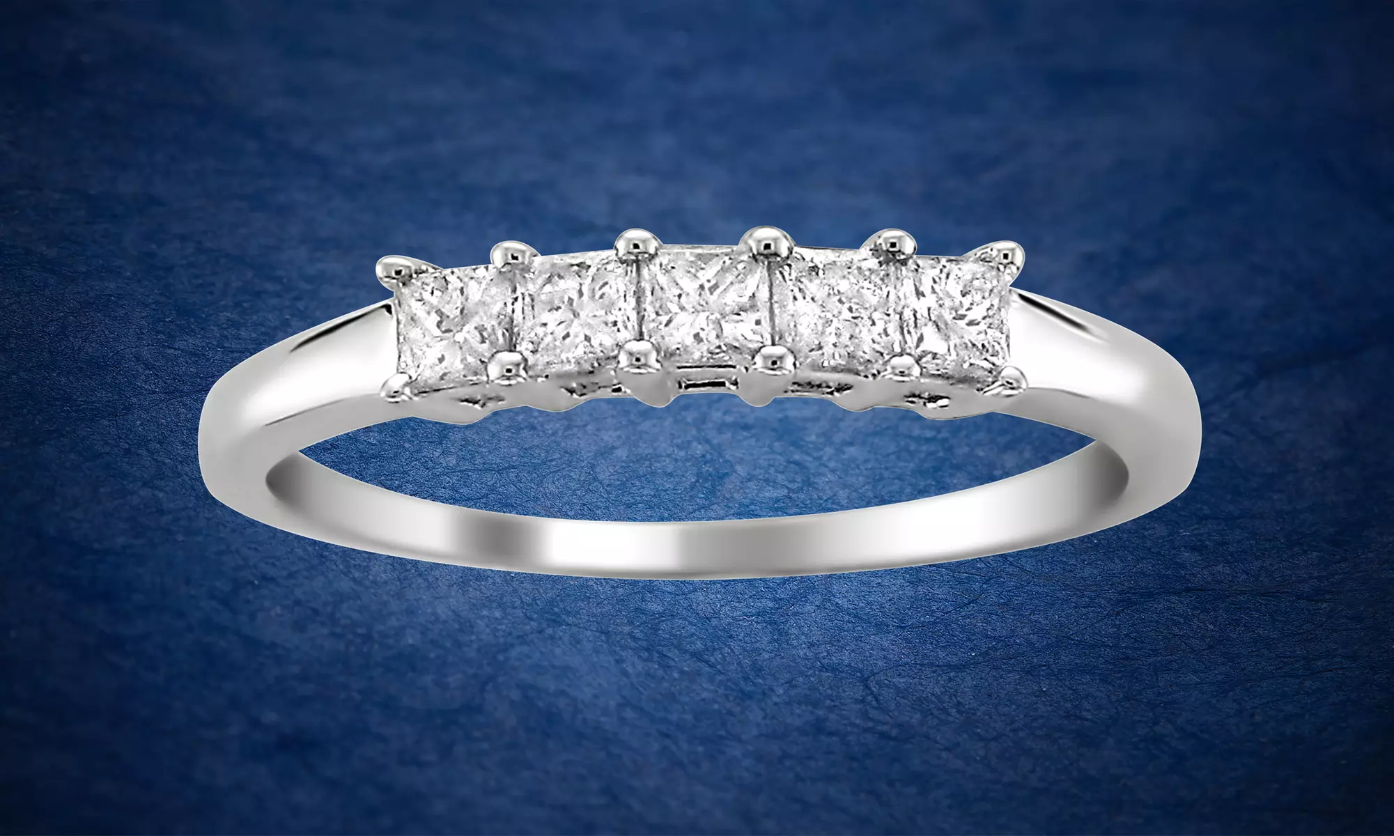 1/2 Cttw 5 Stone Princess Diamond Wedding Band in Platinum by Brilliant Diamond - Primary Image