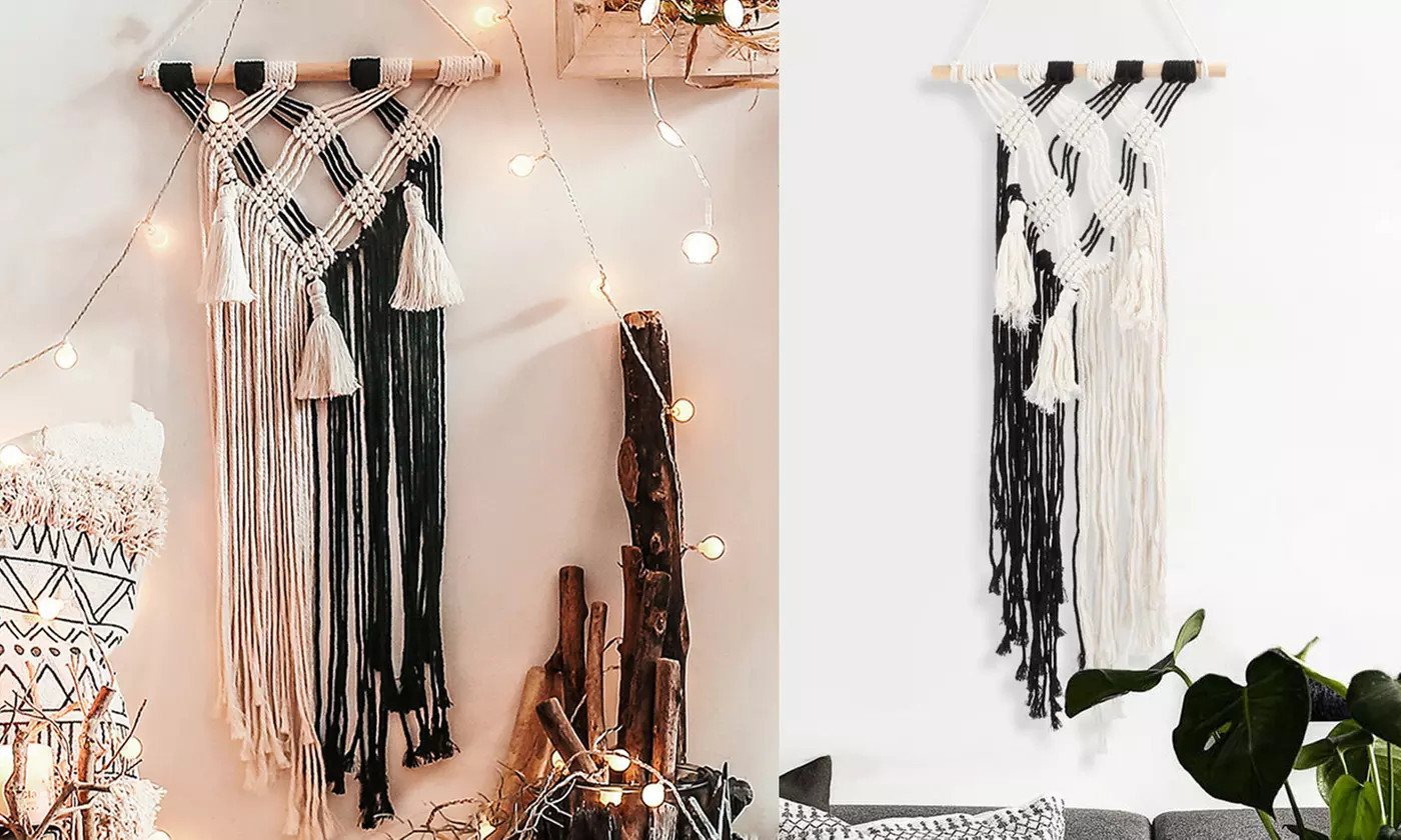Macrame Woven Wall Hanging Tapestry Boho Chic Bohemian Home Art Decor - Primary Image