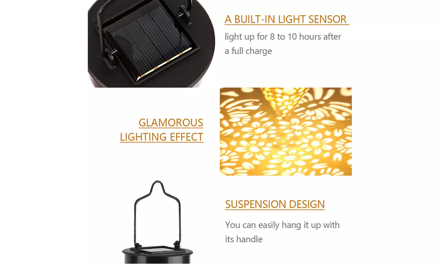LED Solar Lantern Hanging Light Yard Patio Garden Lamp Decor Outdoor Waterproof