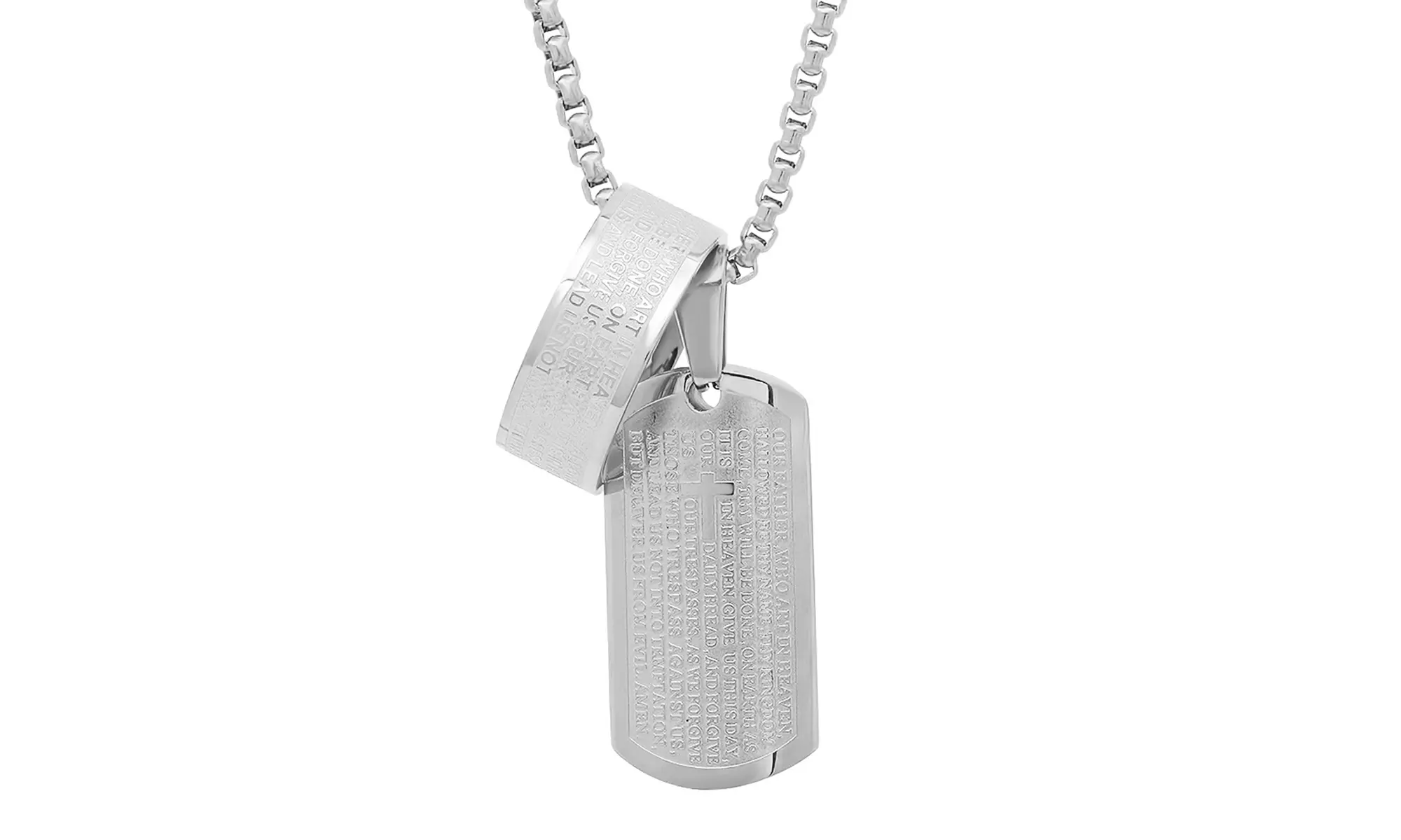 Men's Stainless Steel Lord's Prayer Pendant With 8 MM Band