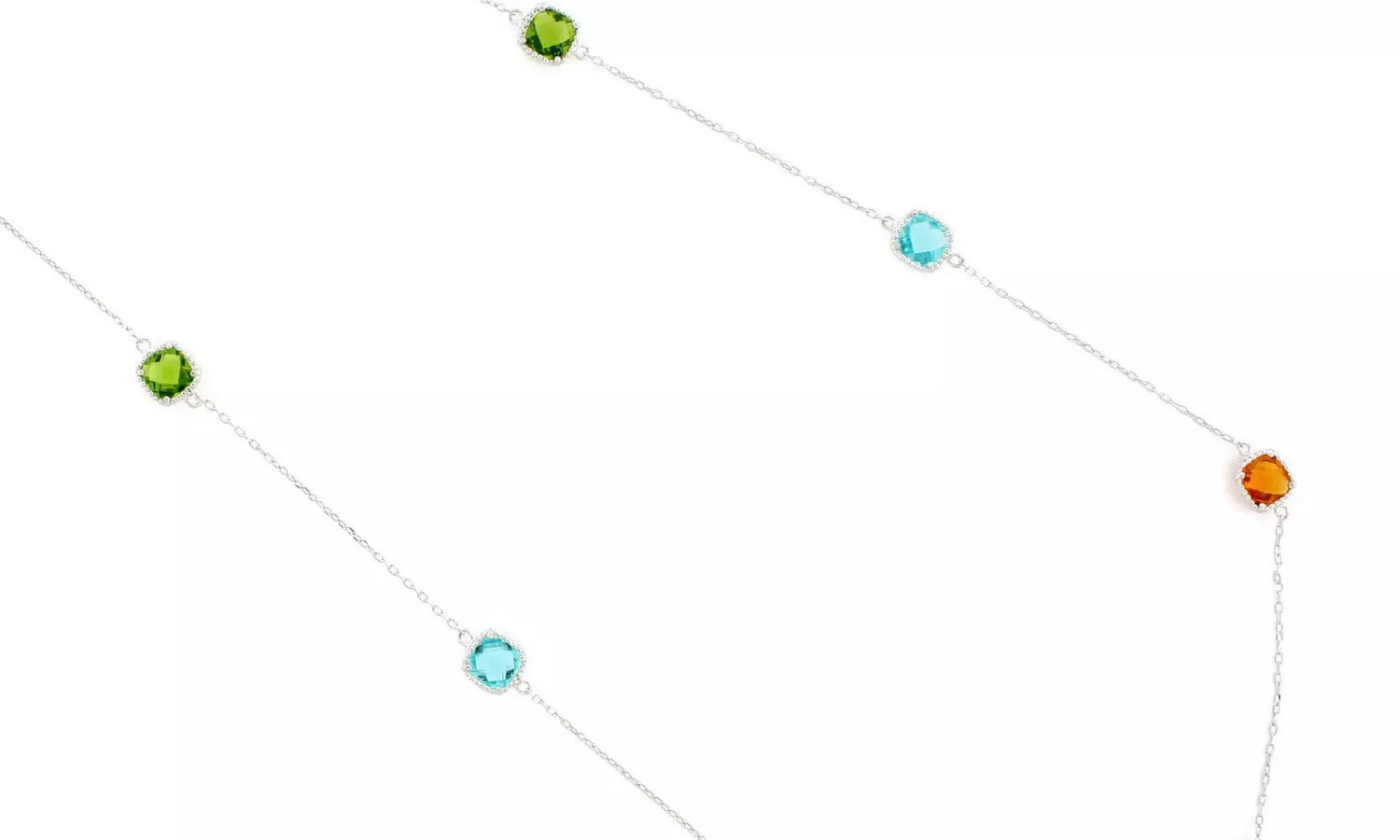 Suzy Levian Multi-Color Cubic Zirconia Sterling Silver Cushion Station Necklace - Primary Image
