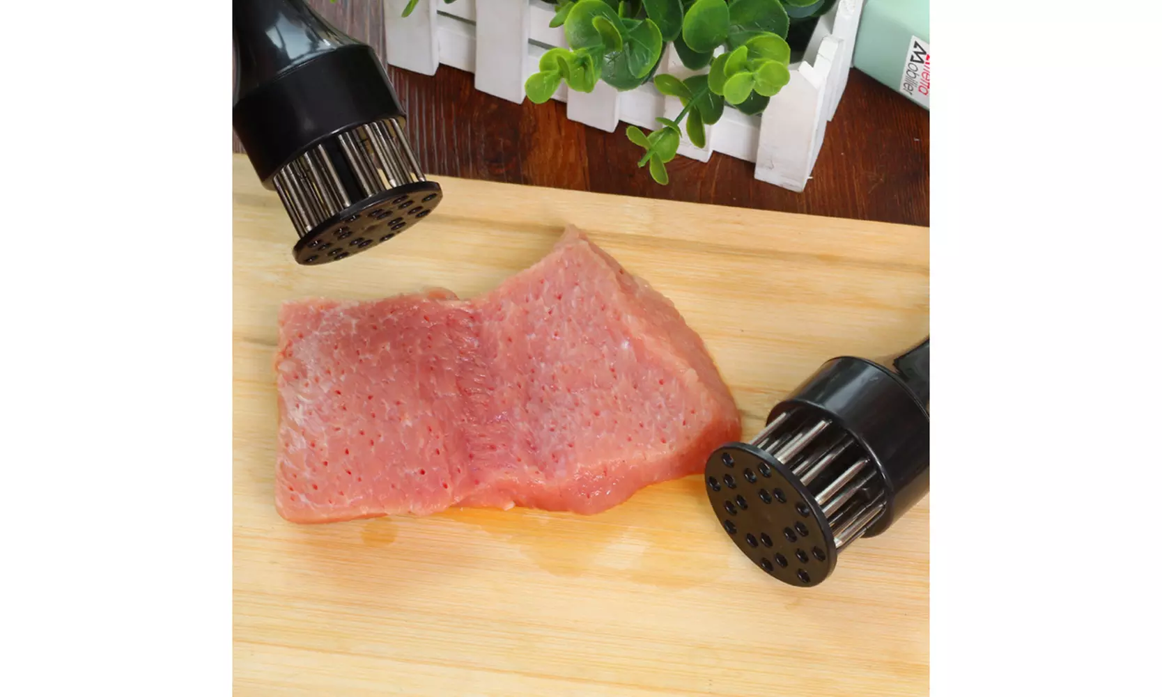 US 1-2 Pcs Professional Meat Tenderizer with Meat Sharp Stainless Steel Needle