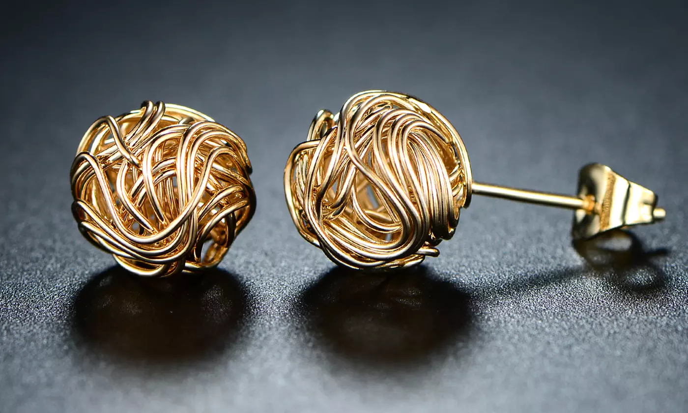 Barzel 18K Gold Love Knot Stud Earrings - Primary Image