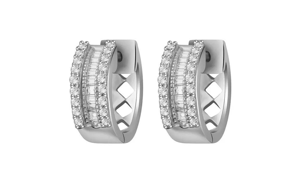 0.25 Cttw Diamond Hoop Earrings in 10K Gold-BDE880518 - Primary Image