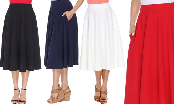 White mark flared midi skirt with pockets sale