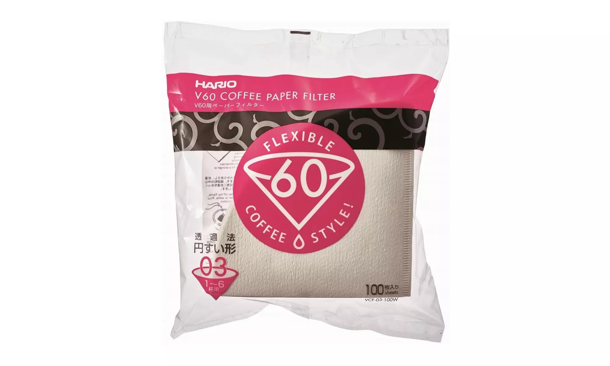 Hario V60 Size 03 Paper Coffee Filters (White, 100-Pack) - Primary Image