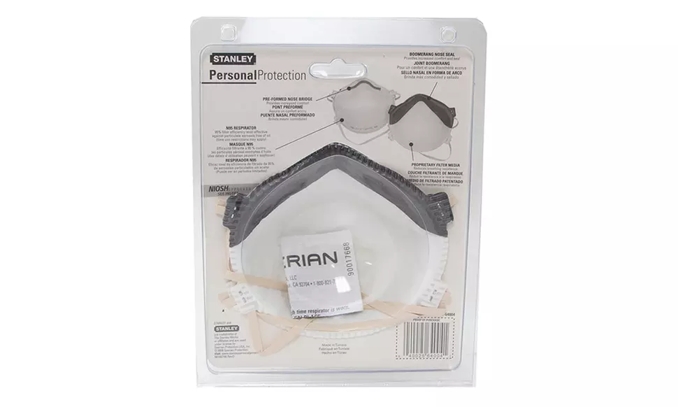 Stanley N95 Disposable Respirators 2 Pack With Boomerrang Nose Seal - Second Medium